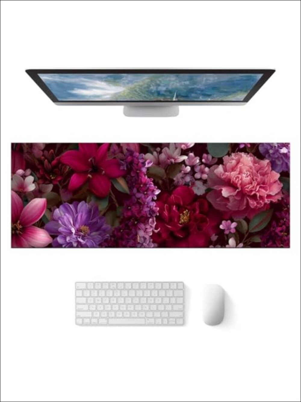 Large Gaming Mouse Pad 31.5x11.8 Inch Non-Slip Desk Mat Diatomite Base Floral